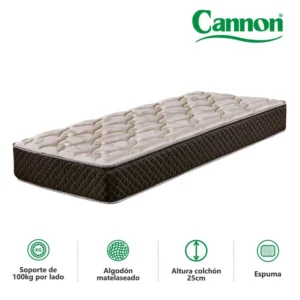 Colchón Cannon Exclusive 80 X 190 X 25cm Alta Densidad 30kg³