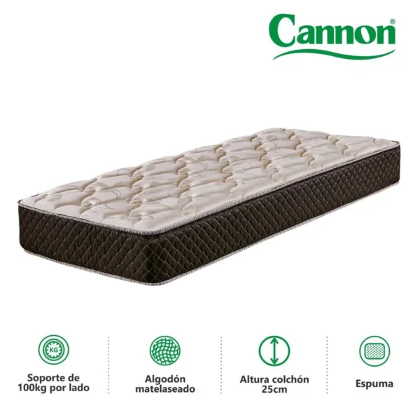Colchón Cannon Exclusive 80 X 190 X 25cm Alta Densidad 30kg³